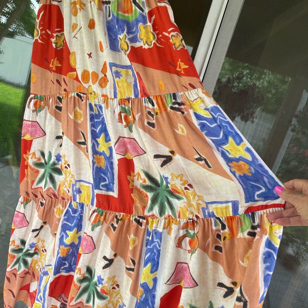 JODIFL Colorful Beachy Boho Patterned Maxi Sundress NWOT “Approximate” size  Med - Picture 6 of 16